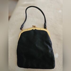 Bienen Davis Black Satin Evening Bag Vintage